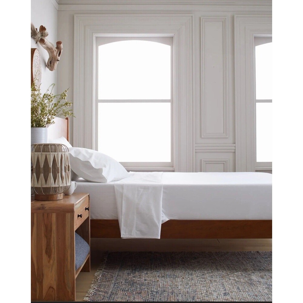BNWT Quince Organic Brushed Cotton Sheet Set 4 Piece King White NWT Hard To Find